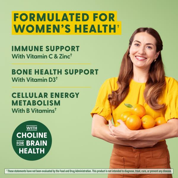 MegaFood Women's Multi - Multivitamin for Women - Gummy Vitamins - Vitamin C, Vitamin D, Zinc, Vitamin B12 & Choline - Immune Support & Bone Health - Vegetarian - Tangerine - 60 Gummies (30 Servings)