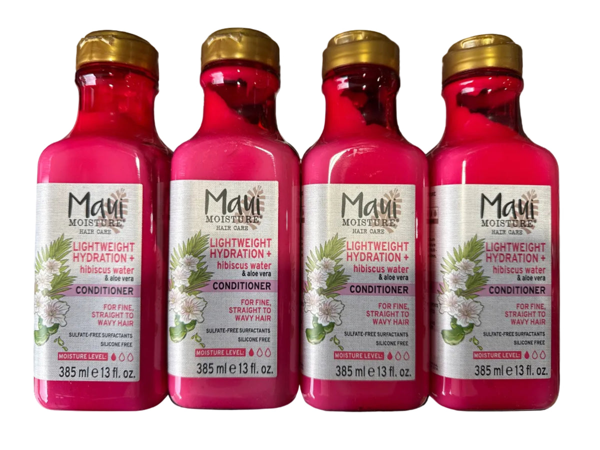4x Maui Moisture Lightweight Hydration + Hibiscus Water Conditioner 13 Fl Oz