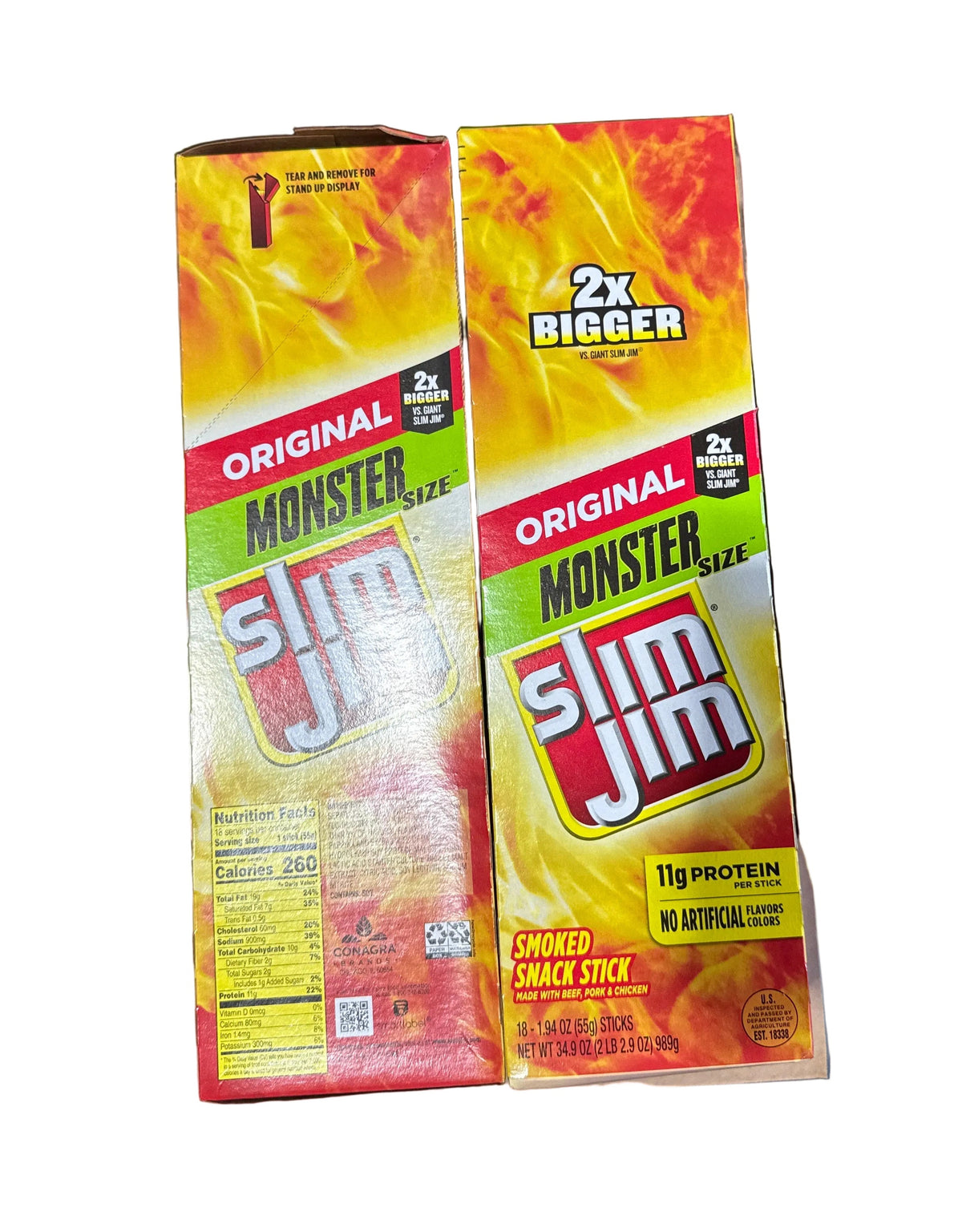 2x Slim Jim Monster Size Smoked Meat Sticks 34.92 Ounce 18 Count Original Flavor