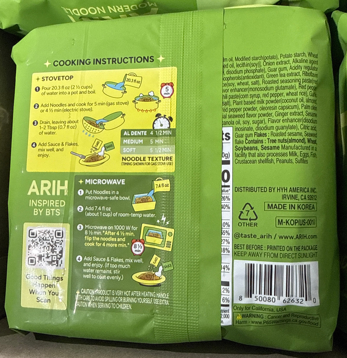 4x ARIH Modern Western-Korean Fusion Soup-Less Noodles Spicy Seaweed 4 Packs