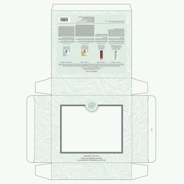 AMOREPACIFIC Green Tea Hydration Essentials Set | Includes Korean Cleansing Powder, Essence, Eye Cream, and Face Moisturizer
