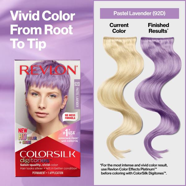 Revlon ColorSilk Digitones Permanent Hair Color with Keratin, 92D Pastel Lavender, 1 Count
