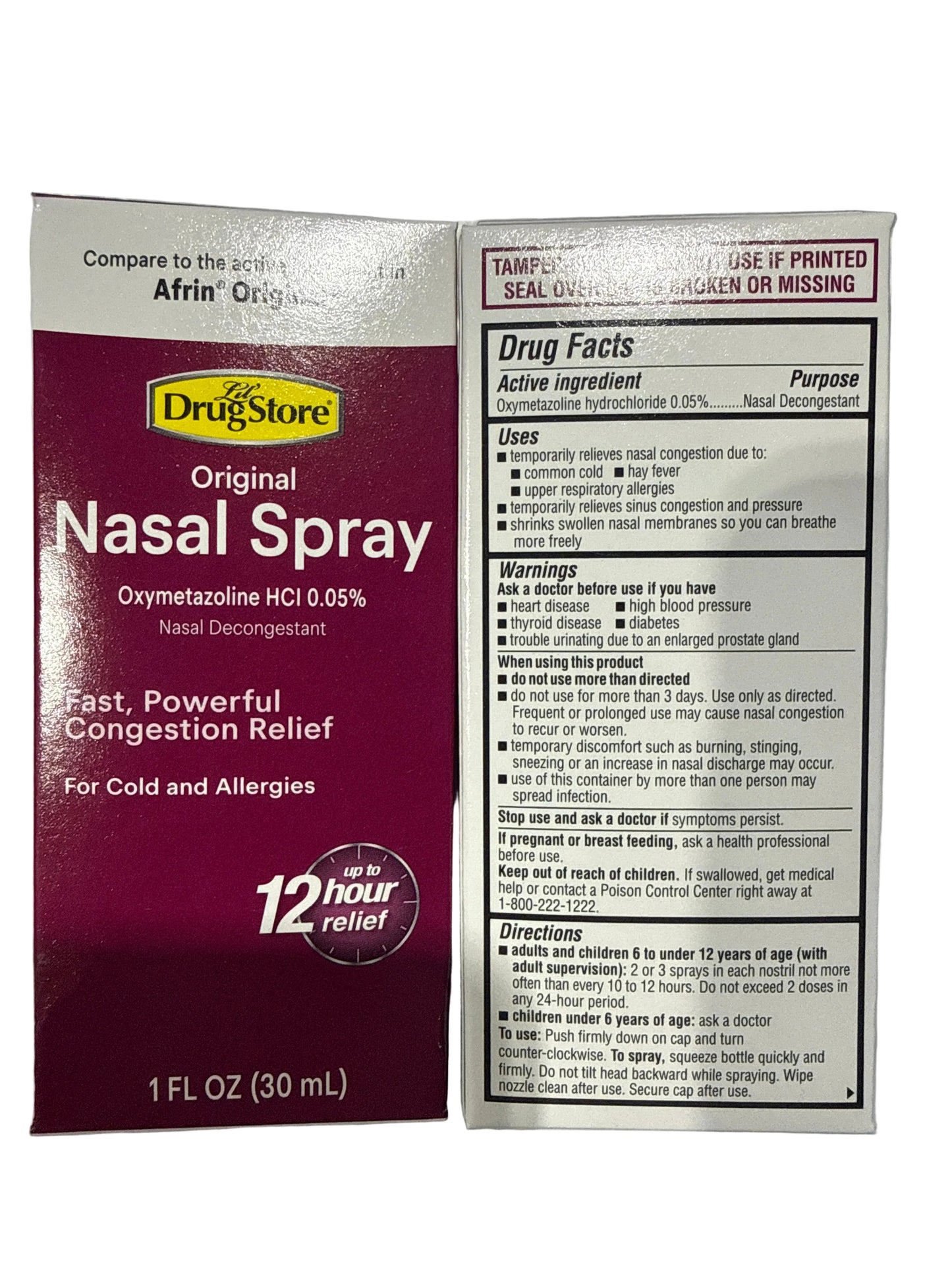 3/28 Lil Drugstore same active ingredient as Afrin Nasal Spray Fast Congestion Relief 1.oz Pack 2