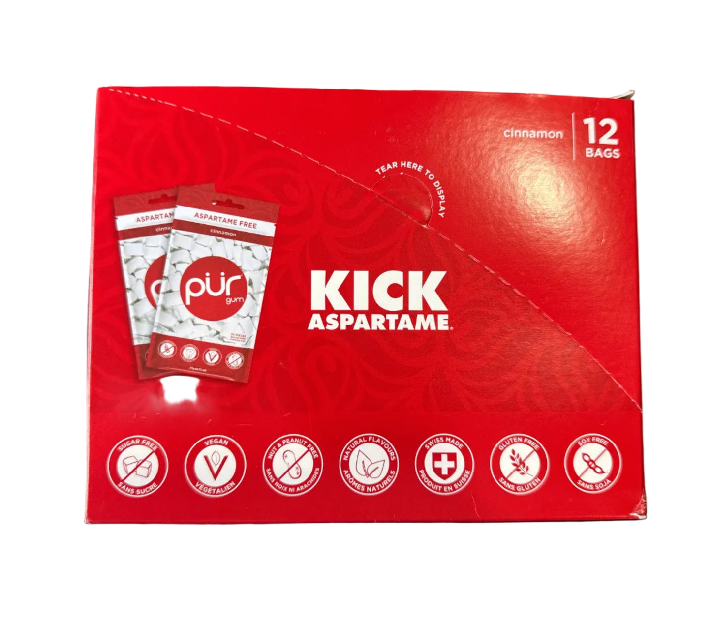 PUR Gum | Aspartame Free Chewing Gum | 100% Xylitol | Natural Cinnamon Flavored Gum, 55 Pieces (Pack of 12)