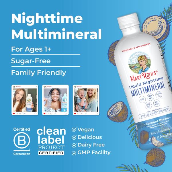 MaryRuth Organics Liquid Nighttime Multimineral | 32 Oz 08/2026