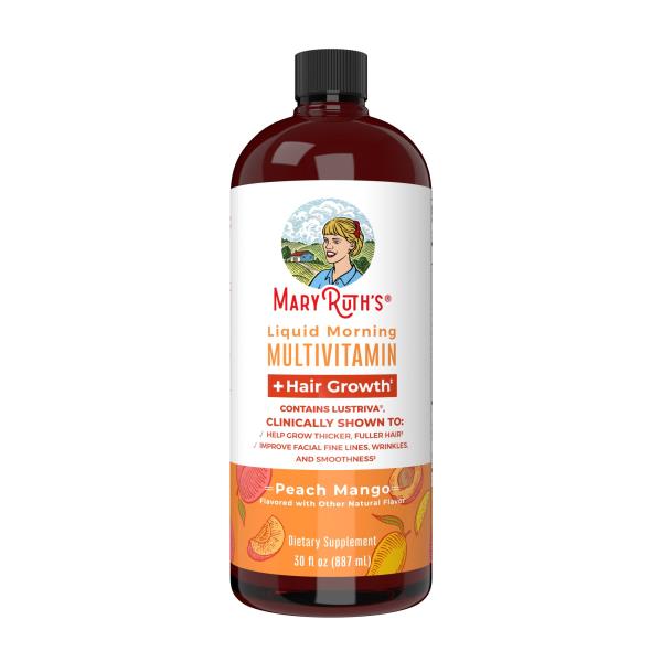 MaryRuth Organics Liquid Multivitamin + Hair Growth | Clinically Tested for Thicker Hair & Facial Wrinkle in Women | Biotin 10000mcg | Lustriva Hair Growth Supplement | Skin Care | Age 18+ | 30 Fl Oz