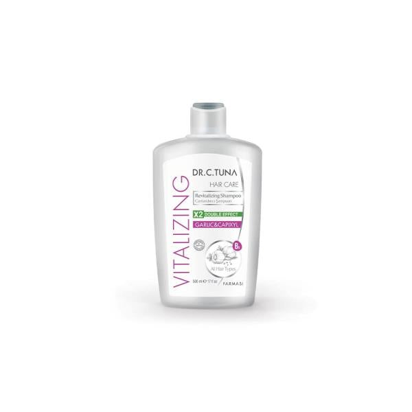 FARMASI Dr. C. Tuna Vitalizing Garlic Shampoo, Prevents Hair Loss, Relieves Itchy Scalp, Enriched Formula Developed with Garlic, Capixyl & Coconut Oil. (17 fl. oz / 500 ml)