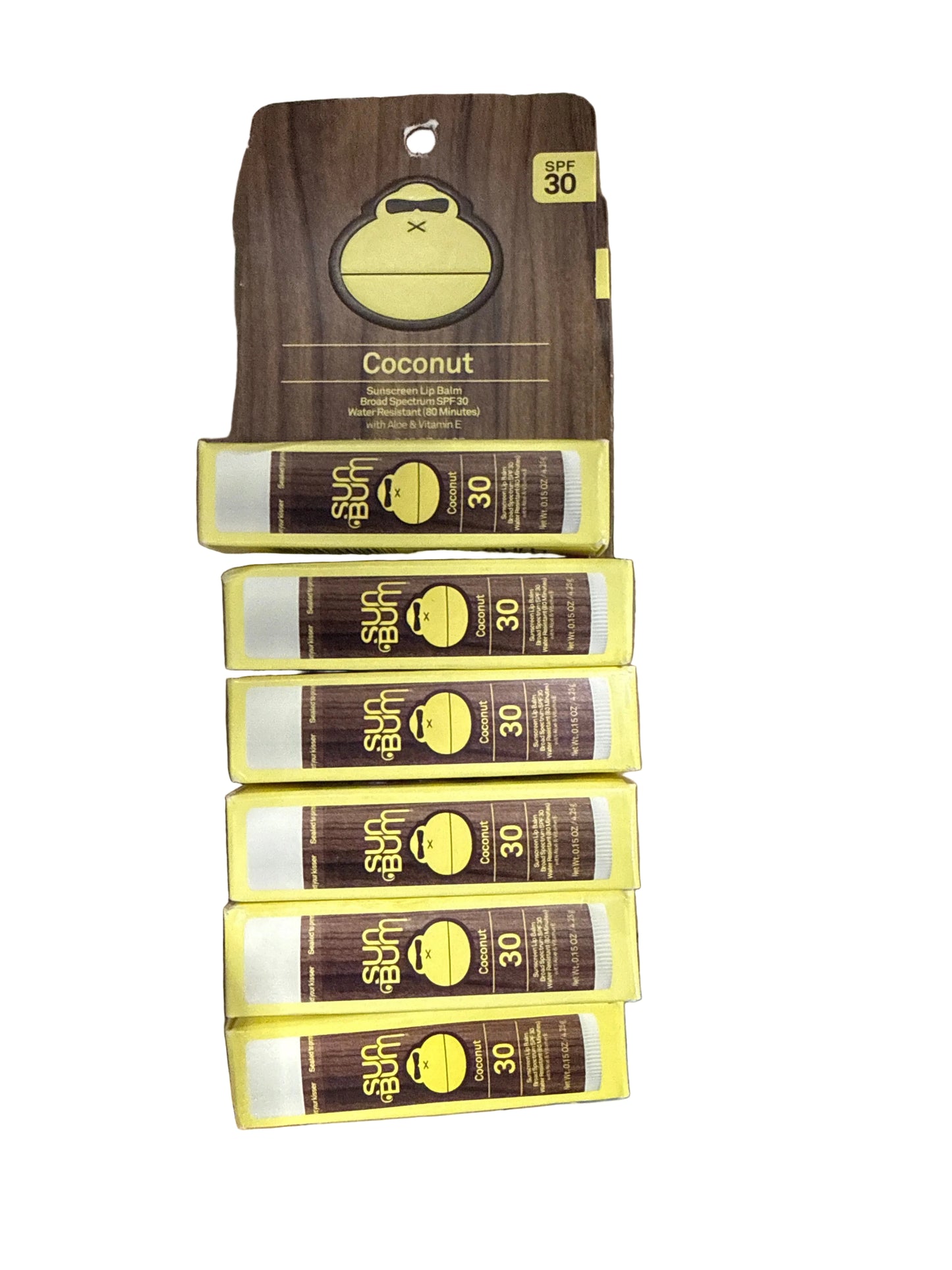 6x 12/27 Coconut Sun Bum SPF 30 Broad Spectrum Lip Balm - 0.15 oz