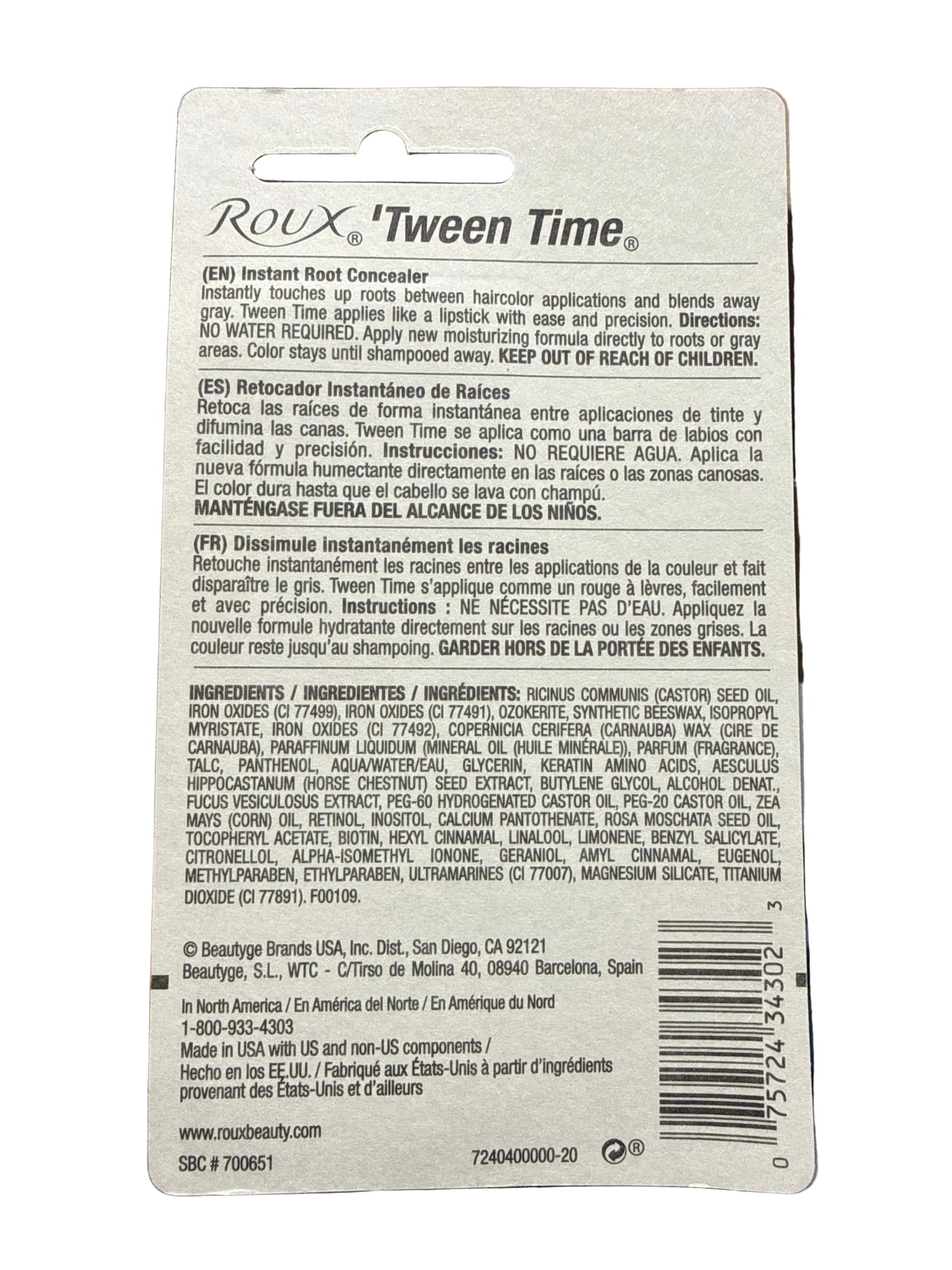 Roux Tween Time Instant Root Concealer Dark Brown New Sealed 0.28 oz