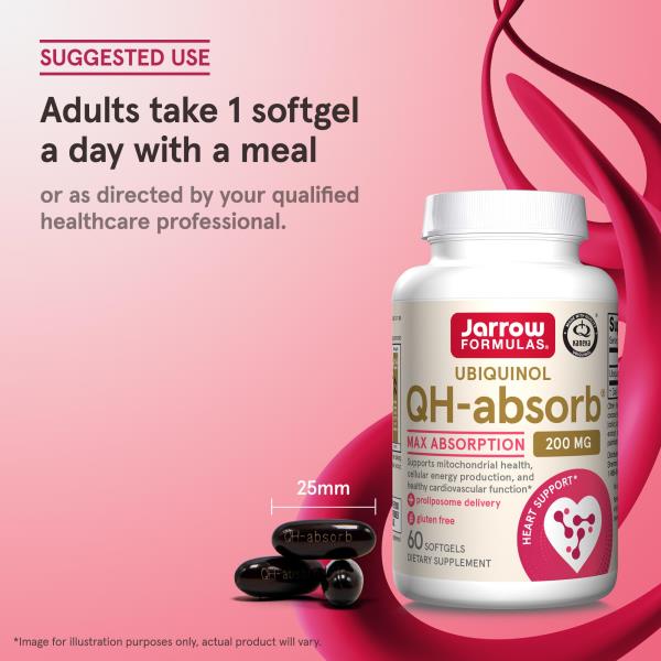Jarrow Formulas CoQ10 200mg Softgels - 60 Day Supply, Ubiquinol Co Q 10 Supplement for Cardiovascular Health, 60 Softgels