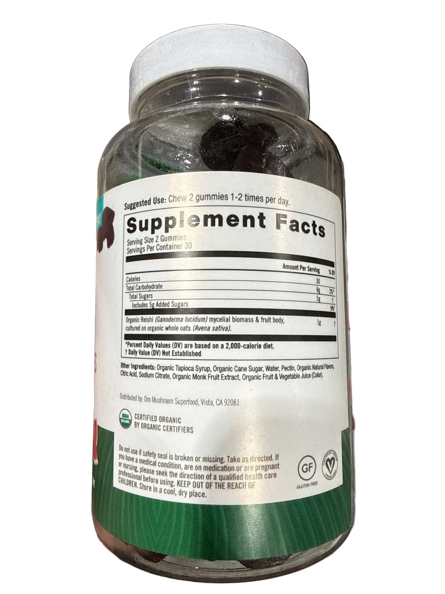 8/26 Reishi Mushroom Dietary Supplement Gummies By Om 60 Count