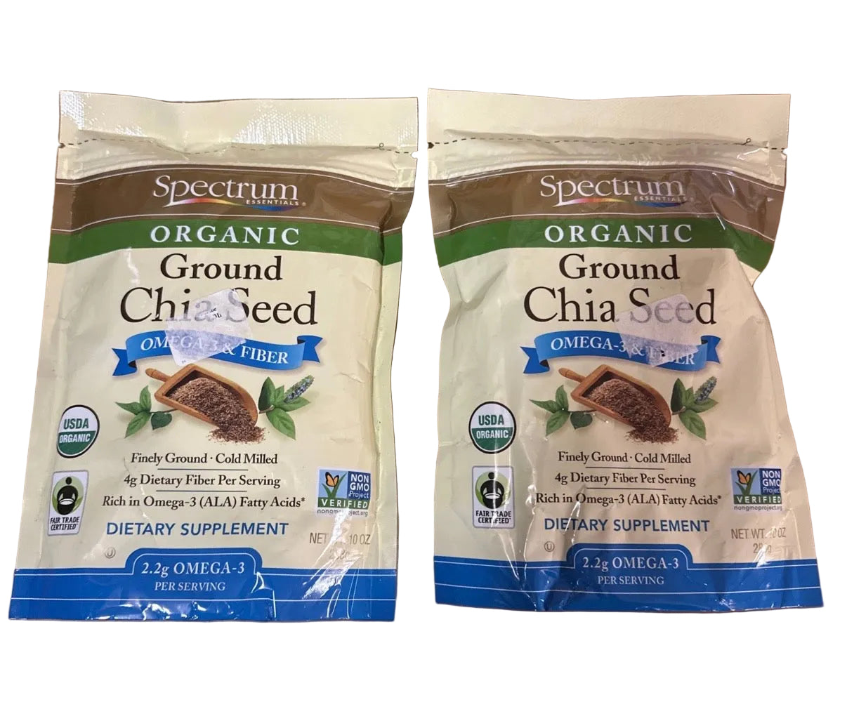 Spectrum Essentials Organic Ground Chia Seed, 10 Oz Lot Of 2 08/2026