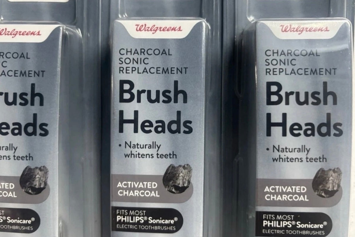 12 WALGREENS CHARCOAL Phillips SONIC REPLACEMENT BRUSH HEADS-2 BRUSH HEADS