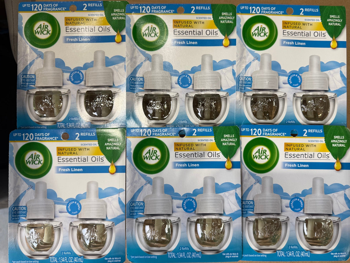 LOT (6) AIR WICK PLUGIN SCENTED OIL REFILLS FRESH LINEN 12 COUNT