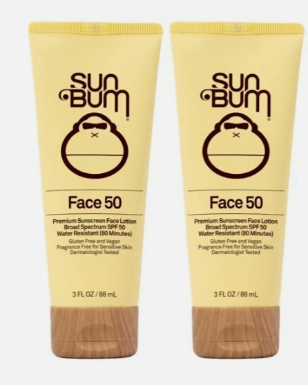 2/27 Lot of 2 Sun Bum Broad Spectrum 50 SPF Premium Sunscreen Face Lotion 3 Oz