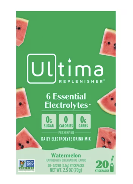Ultima Replenisher Daily Electrolyte Powder Watermelon, 20 Stickpacks Hydration Packets