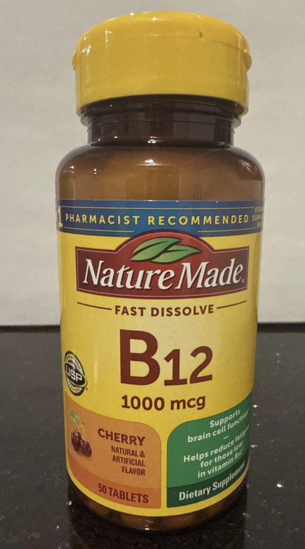 8/26 Nature Made Vitamin B-12 - Cherry 1,000 mcg 50 Tabs