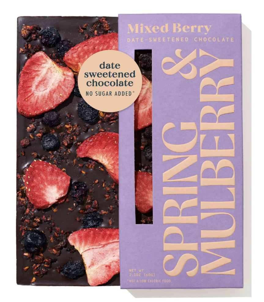 9/26 Spring & Mulberry, Bar Chocolate Pure Mixed Berry Date Sweetened, 2.1 Ounce (11 Bars)
