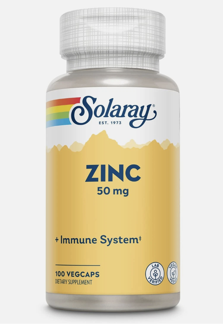 11/27 Solaray Zinc 50mg Immune Support Capsules, 100 Count, Vegan, Pumpkin Seed