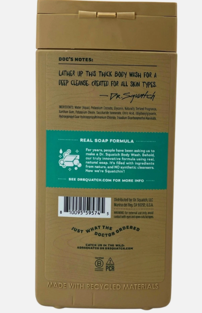 2x Dr. Squatch Men's Natural Body Wash Coconut Castaway 14 fl oz