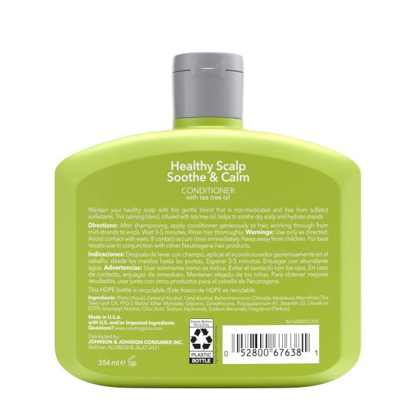 Neutrogena Tea Tree Oil Conditioner - Soothing & Calming for Healthy, Moisturized Hair & Scalp, pH-Balanced, Paraben-Free, Phthalate-Free, Safe for Color-Treated Hair, 12 fl oz