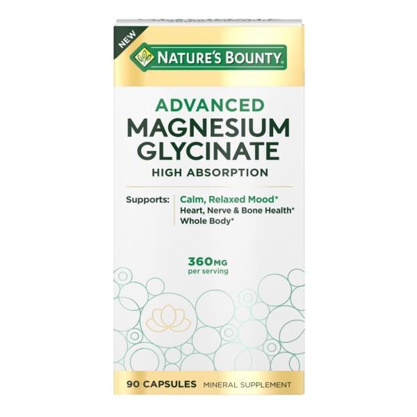 2x Nature's Bounty Advanced Magnesium Glycinate Vitamin | 360 Mg | 90 Caps | Health Minerals