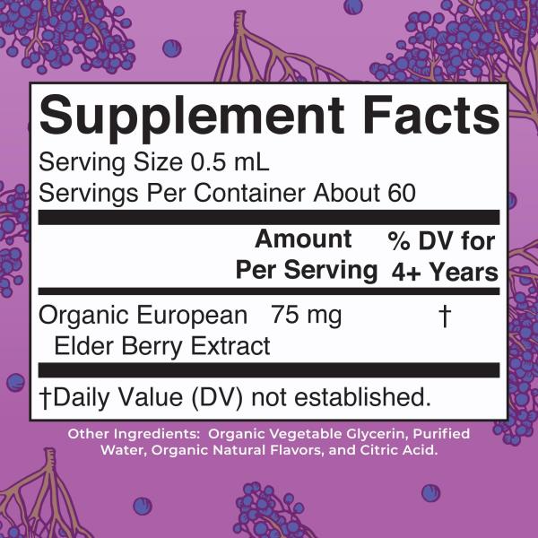 MaryRuth Organics USDA Organic Elderberry Liquid Drops for Kids | Vegan Elderberry Extract Organic Glycerin | Immune Support Supplement | Overall Health | Formulated for Ages 4-13 | 1oz