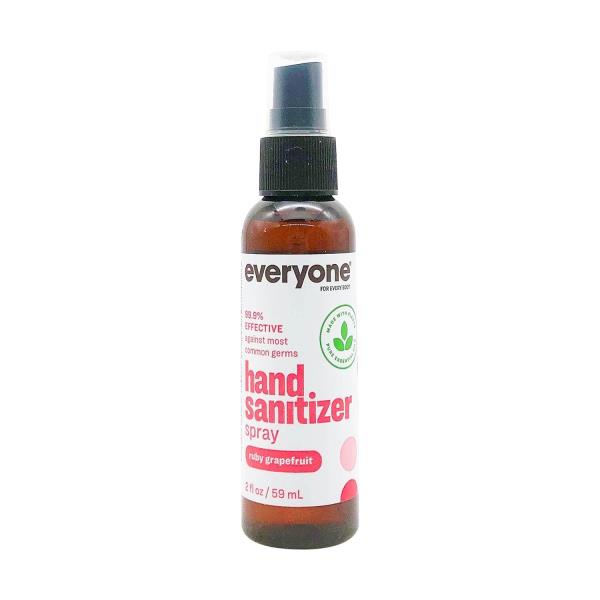 everyone for every body Hand Sanitizer Spray, 2 Ounce (Pack of 1), Travel Size, Ruby Grapefruit, Plant Derived Alcohol with Pure Essential Oils, 99% Effective Against Germs