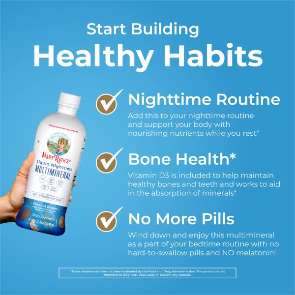 MaryRuth Organics Liquid Nighttime Multimineral | 32 Oz 08/2026