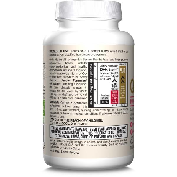 Jarrow Formulas CoQ10 200mg Softgels - 60 Day Supply, Ubiquinol Co Q 10 Supplement for Cardiovascular Health, 60 Softgels