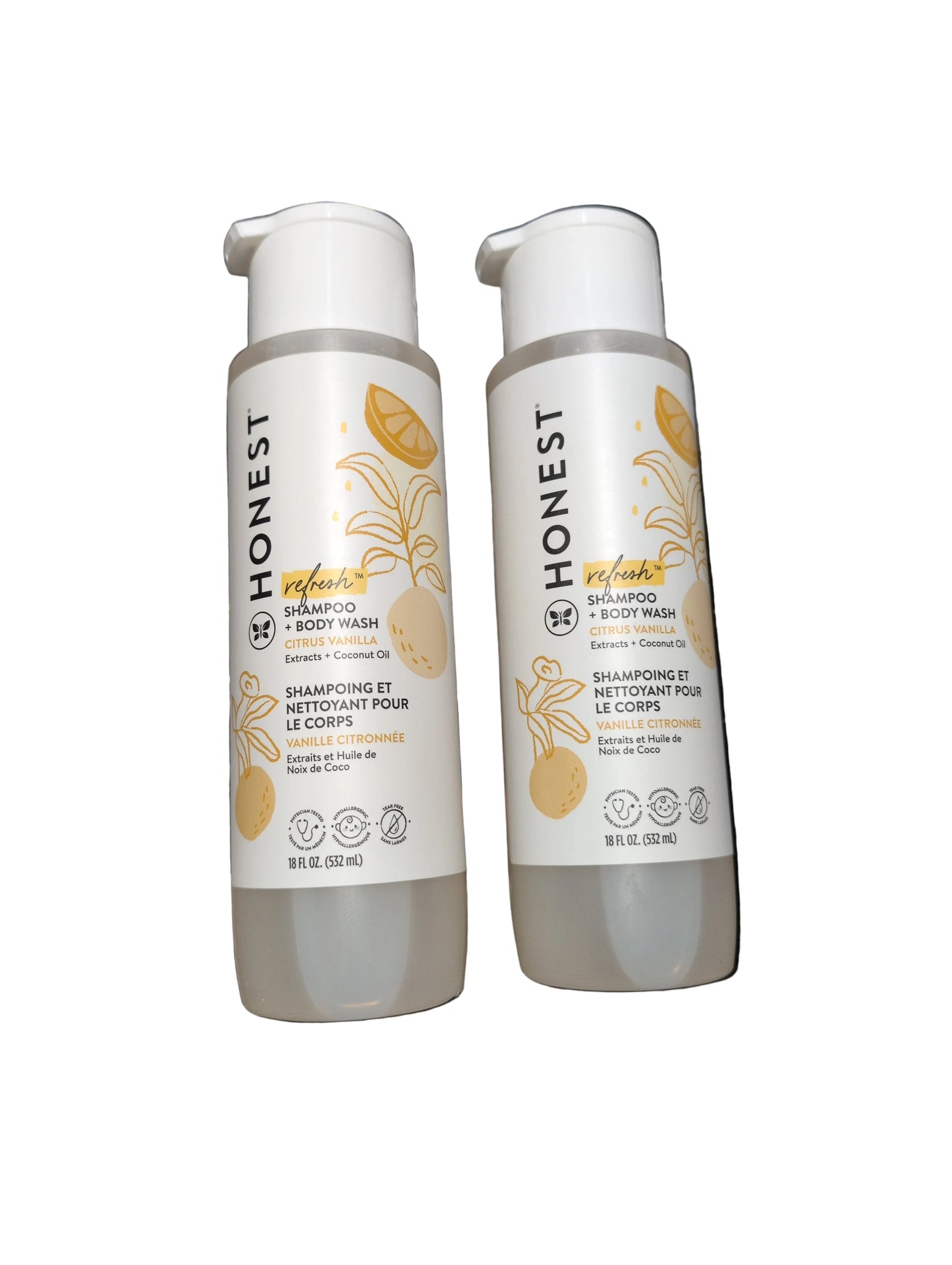2x The Honest Company Baby 2 in 1 Shampoo Citrus Vanilla
