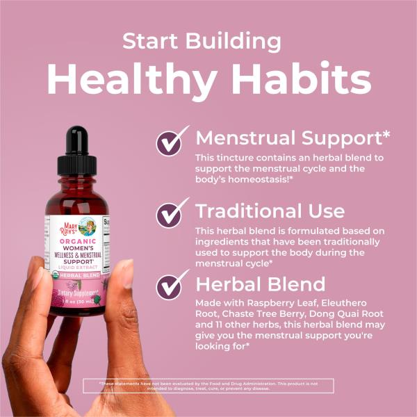 READ MaryRuth Organics USDA Organic Women's Wellness Liquid Herbal Supplements | Includes Stinging Nettle, Raspberry Leaf, Eleuthero Root, Chaste Tree Berry | Menstrual Support | Non-GMO, Vegan
