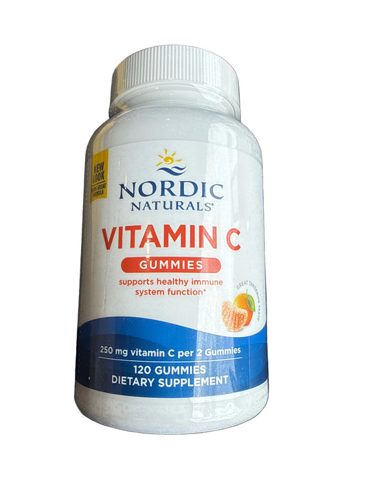 8/26 Nordic Naturals Vitamin C Gummies, Tart Tangerine - 120 Gummies - 250 mg Vitamin C - Immune Support, Antioxidant Protection, Child Growth & Development - Non-GMO, Vegan - 60 Servings