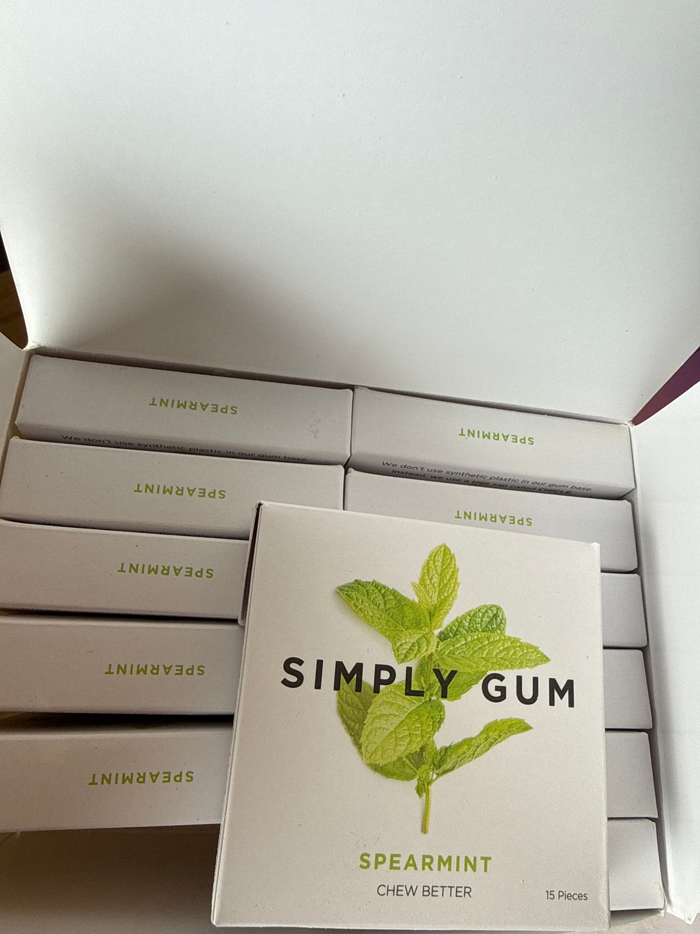 Simply Gum Spearmint Chewing Gum 15 Pieces per Box (12 Pack)