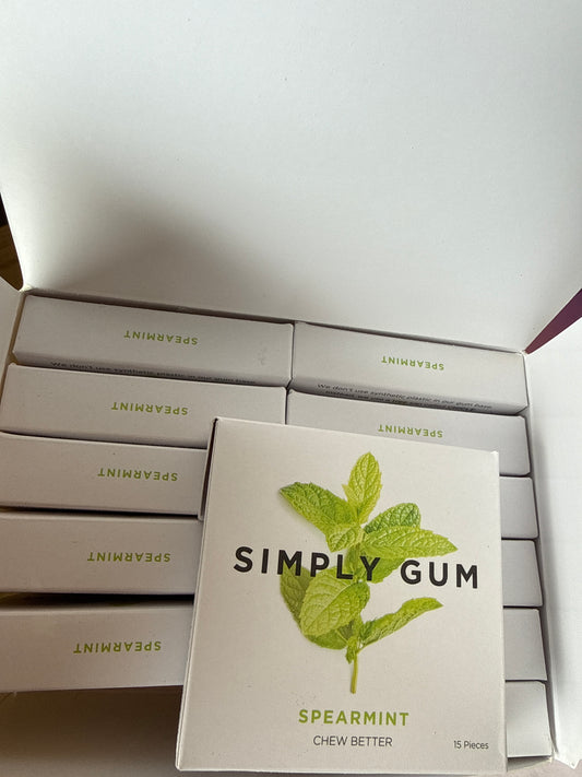 Simply Gum Spearmint Chewing Gum 15 Pieces per Box (12 Pack)