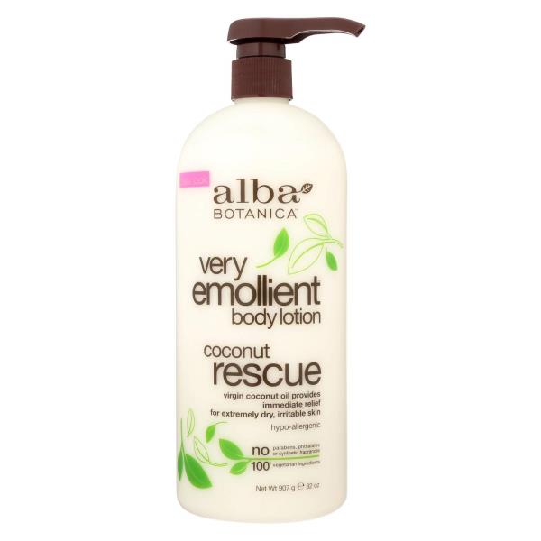 Alba Botanica Very Emollient Body Lotion, Coconut Rescue, 32 oz. (Packaging May Vary)