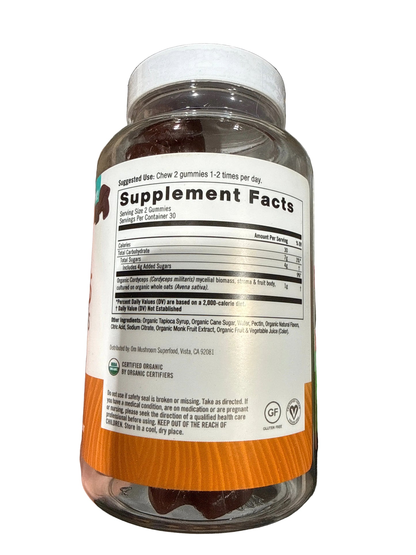 8/26 Om Organic Cordyceps Mushroom Gummies 60 Count, Cherry Flavor,