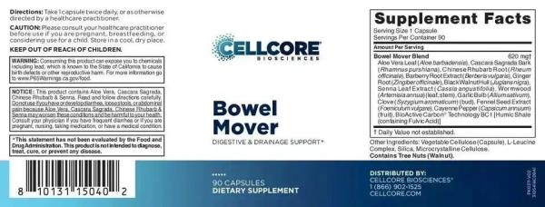 CELLCORE Bowel Mover - Digestive and Drainage Support, 90 Capsules, Dietary Supplement