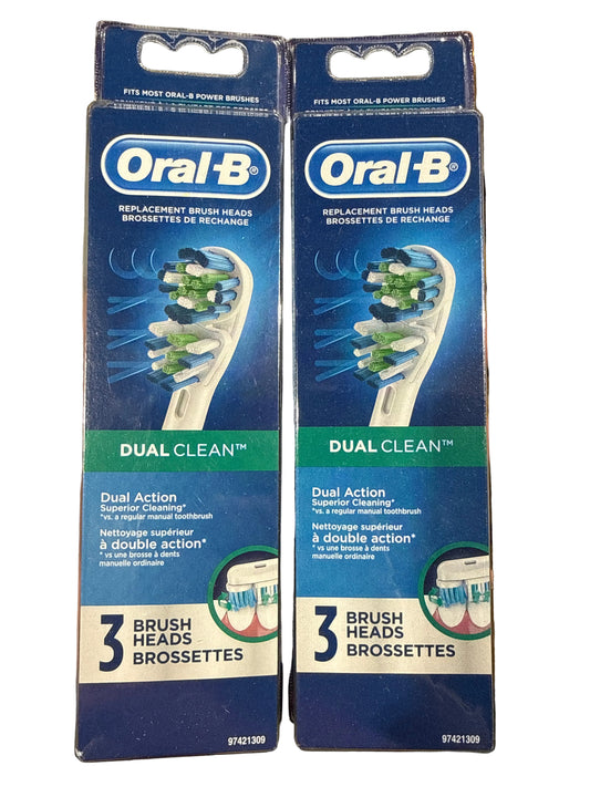 Oral-B Dual Clean Replacement Electric Toothbrush Head, 3pc Sealed Lot Of 2
