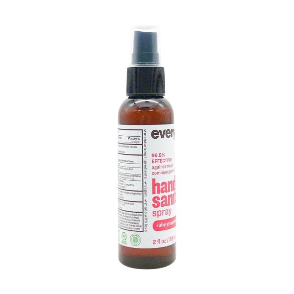 everyone for every body Hand Sanitizer Spray, 2 Ounce (Pack of 1), Travel Size, Ruby Grapefruit, Plant Derived Alcohol with Pure Essential Oils, 99% Effective Against Germs