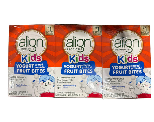 3x 12/26 Align Probiotic Kids Yogurt Coated Fruit Bites Apple Blueberry