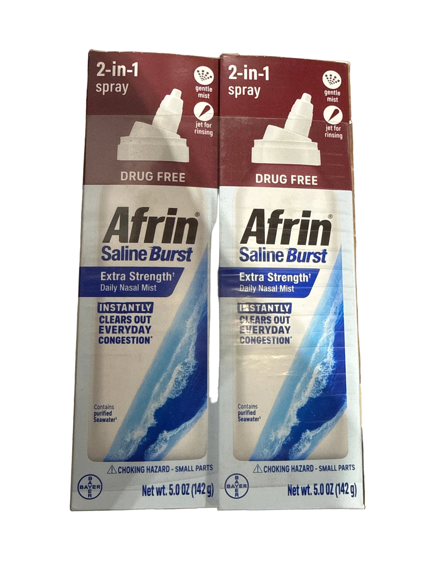 2-Pack Afrin Saline Nasal Spray 5oz  Extra Strength Sinus Congestion Relief