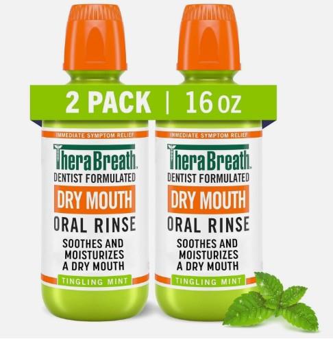 (2) Thera Breath Dry Mouth Oral Rinse Tingling Mint, 16 Oz