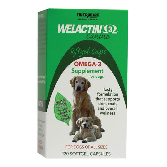 Nutramax Welactin Omega-3 Fish Oil Skin and Coat Health Supplement Liquid for Dogs - 120 Softgels