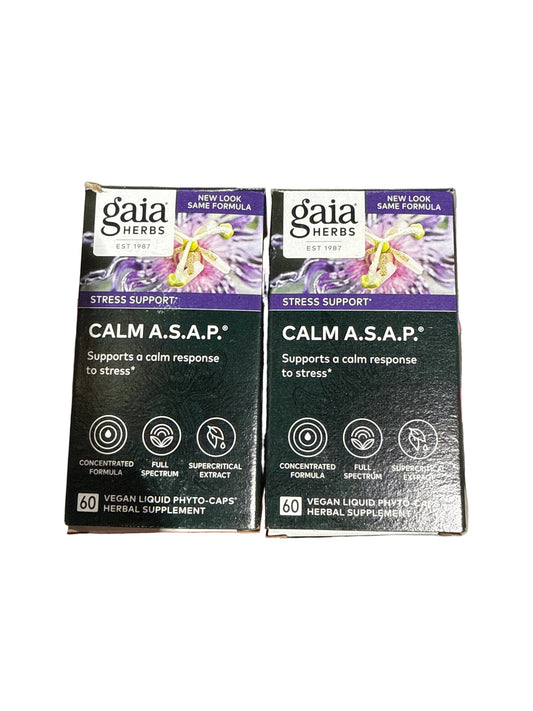 2x 9/26 Gaia Herbs Calm A.S.A.P. - 60 Vegan Capsules
