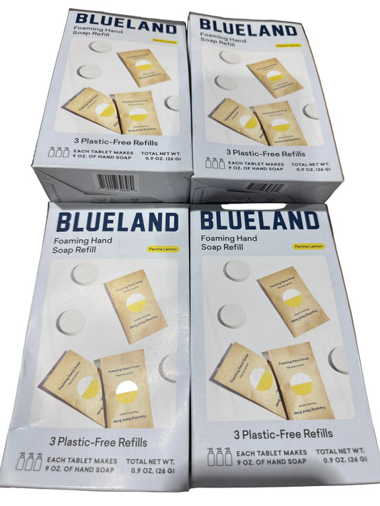 BLUELAND Foaming Hand Soap Refill Tablets, 12-Pack, Perrine Lemon Scent, Eco Friendly Cleaning Products, 12 x 9 Fl oz