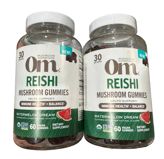 8/26 2x Reishi Mushroom Dietary Supplement Gummies By Om 60 Count