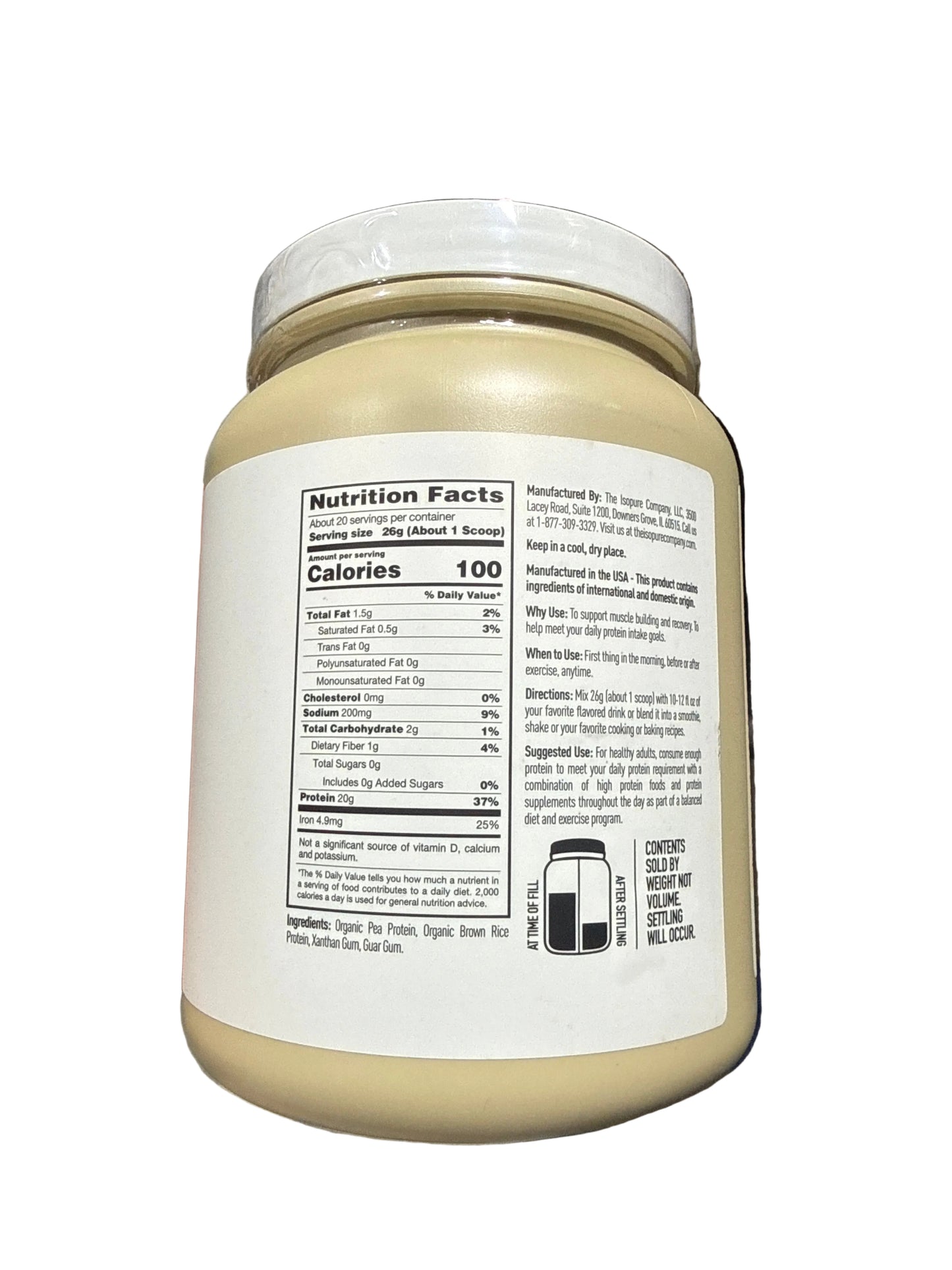 Vegan Protein Powder Unflavored from Isopure, Gluten Free, Keto, Sugar Free 6/26