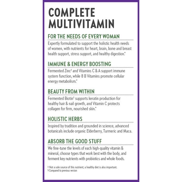 New Chapter Women's Multivitamin for Immune, Beauty + Energy Support with Fermented Nutrients - Every Woman's One Daily, Made with Organic Vegetables & Herbs, Non-GMO, Gluten Free, 48 Count