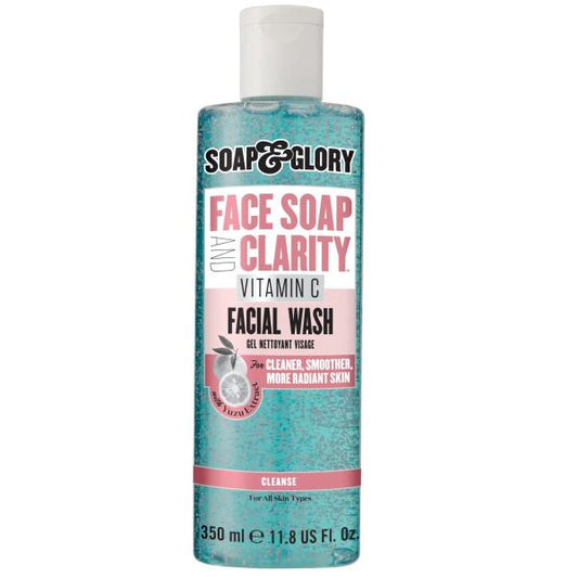 Soap & Glory Face Soap and Clarity Vitamin C Face Wash - 3-in-1 Exfoliating & Hydrating Facial Cleanser - Gently Removes Makeup While Unclogging Pores - Suitable For All Skin Types (350ml)